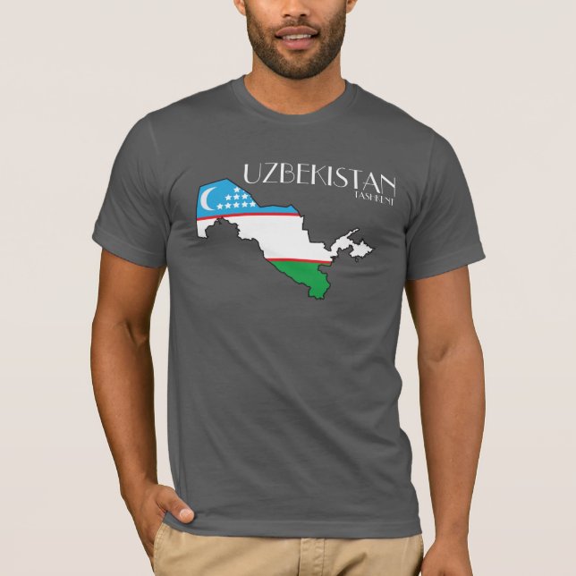 Skjorta för Uzbekistan flaggakarta T Shirt (Framsida)