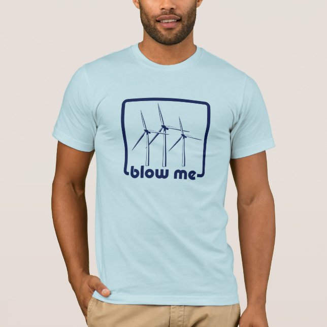 Skjorta för vindturbinblått t shirt (Framsida)