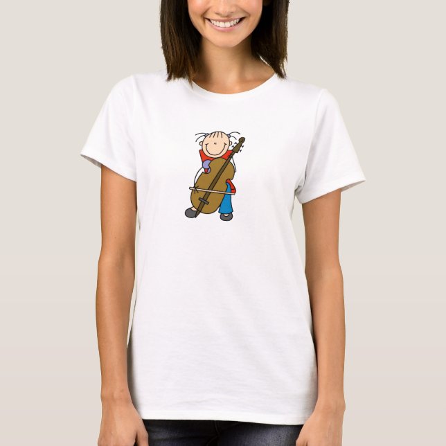 Skjorta för violoncellspelarestick figur t-shirt (Framsida)