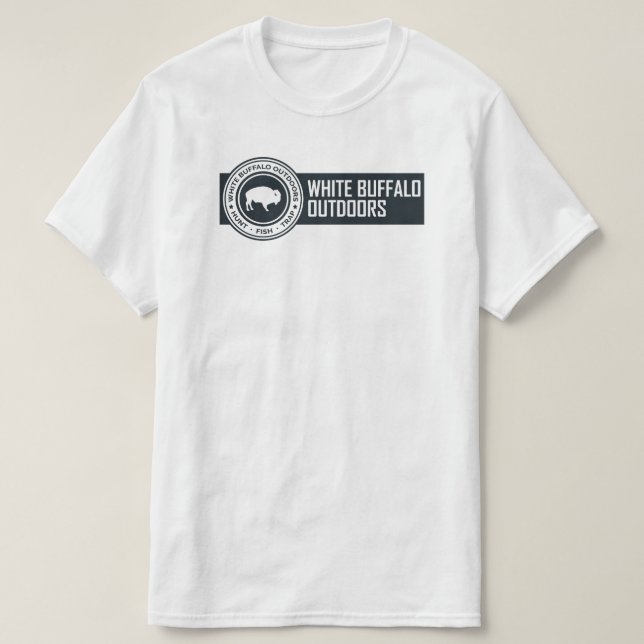 Skjorta för vitbuffel utomhus t shirt (Design framsida)