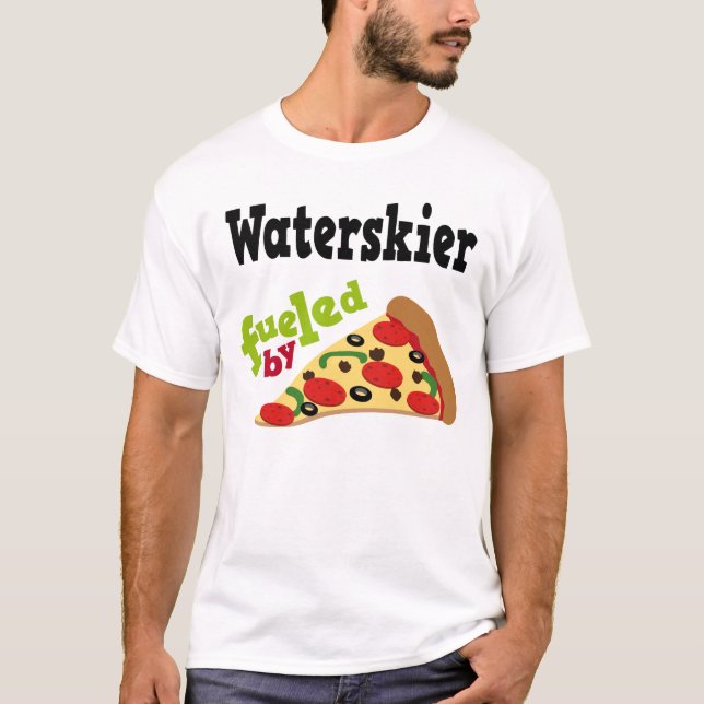 Skjorta för Waterskier (rolig) Pizza T T-shirt (Framsida)
