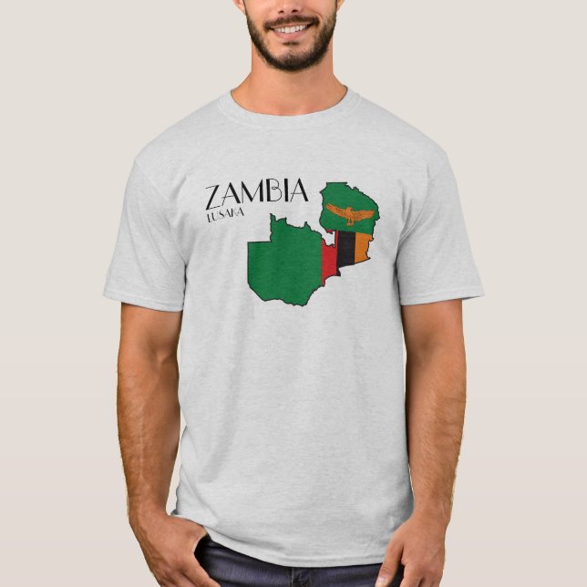 Skjorta för Zambia flaggakarta T Shirt (Framsida)