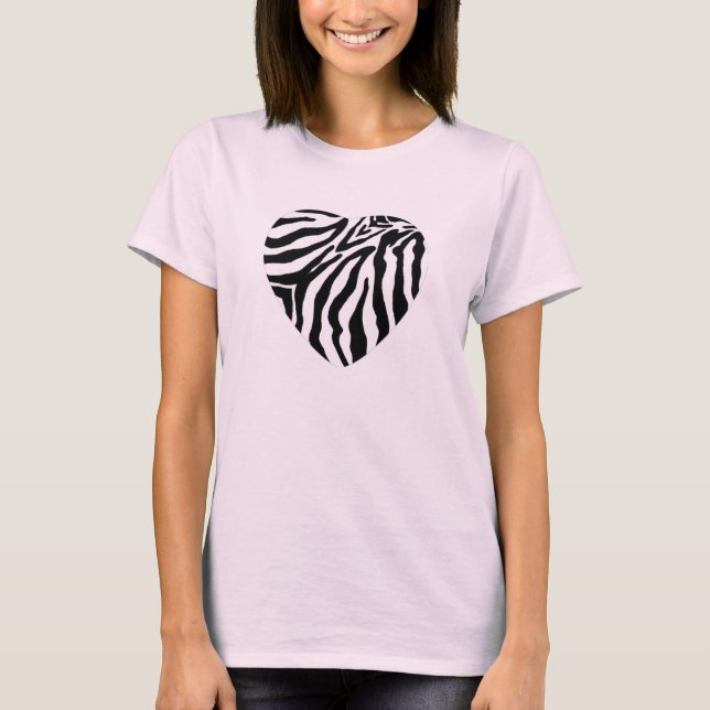 Skjorta för zebra tryckhjärta T Tee Shirt (Framsida)