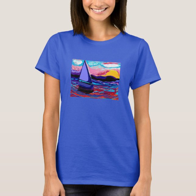 skjorta solnedgång för segelbåttranquilitytshirt t-shirt (Framsida)