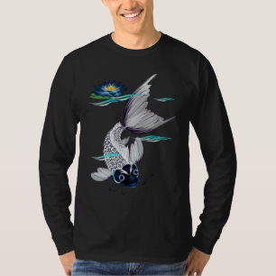 Skjortor för vitKoi-Blått lilja T Shirt