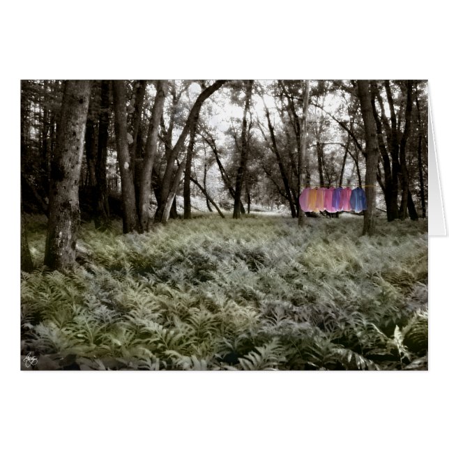 Skjortor i ett skogskort i flodslätten hälsningskort (Framsidan Horizontal)