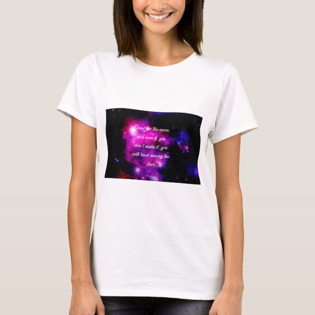Skjut för Måne och mark bland stjärnor T Shirt (Framsida)