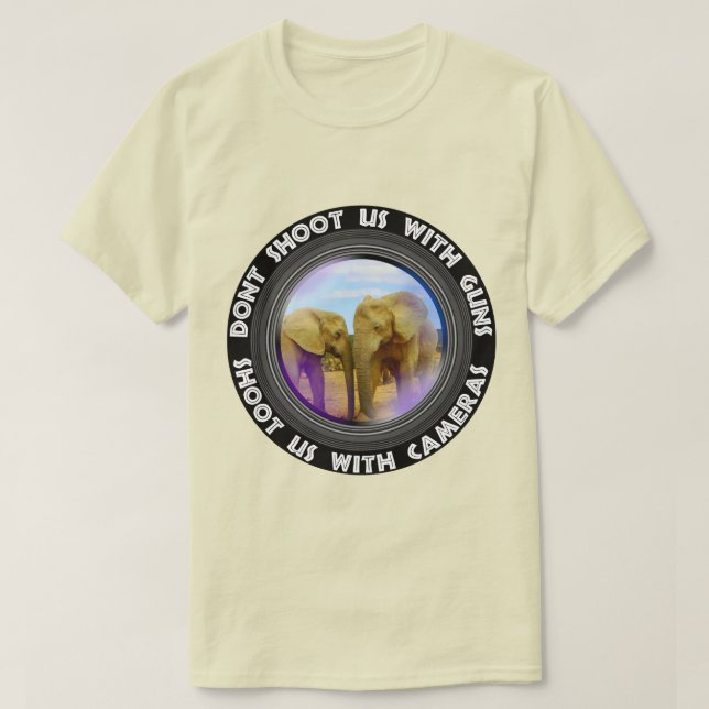 Skjut inte oss Blå himmel Elephants T Shirt (Design framsida)