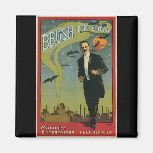 Skjut Underbar Vintage Magician Magnet (Framsidan)