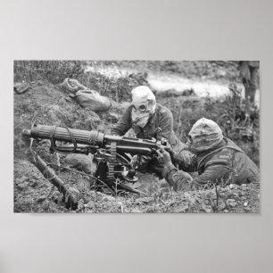 Skjuta med kulspruta bygga bo poster