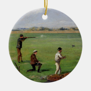 Skjuta (olja på papper) julgransprydnad keramik