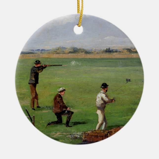 Skjuta (olja på papper) julgransprydnad keramik (Framsidan)