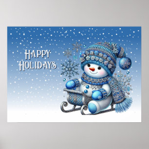 Skjutande Helgdag i Snögubbe Poster