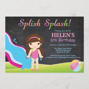 Skjutbar Bassäng-Födelsedagsfest i Vatten- Inbjudningar
