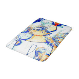 Skjutet bläck-nej, bild med orange, cyan blue fläc badrumsmatta