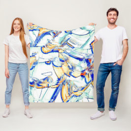 Skjutet bläck-nej, bild med orange, cyan blue fläc fleecefilt