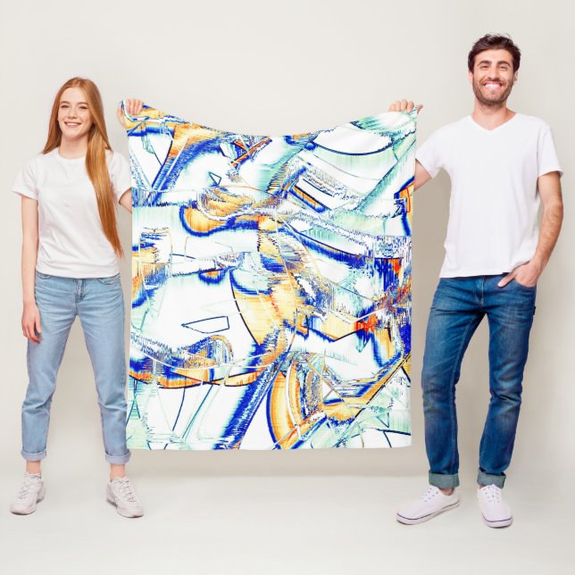 Skjutet bläck-nej, bild med orange, cyan blue fläc fleecefilt (På plats)