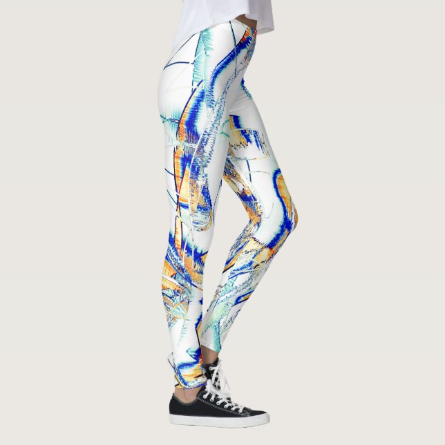 Skjutet bläck-nej, bild med orange, cyan blue fläc leggings (Höger)