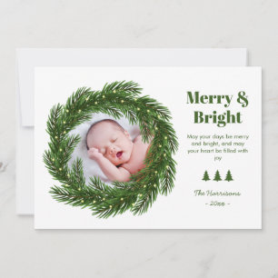 Skjutfoto för Merry & Bright Fir Träd Circle Julkort