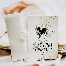 Skjutfotomall för den moderna Guld-Måne-skogsmagas Julkort