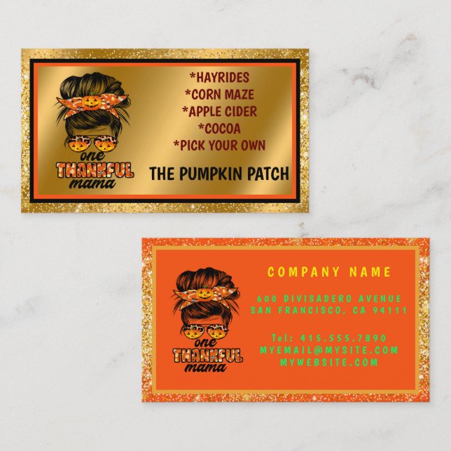 Skjutfull Mamma Höst Anpassa text och Färg Visitkort (Fram/baksida)
