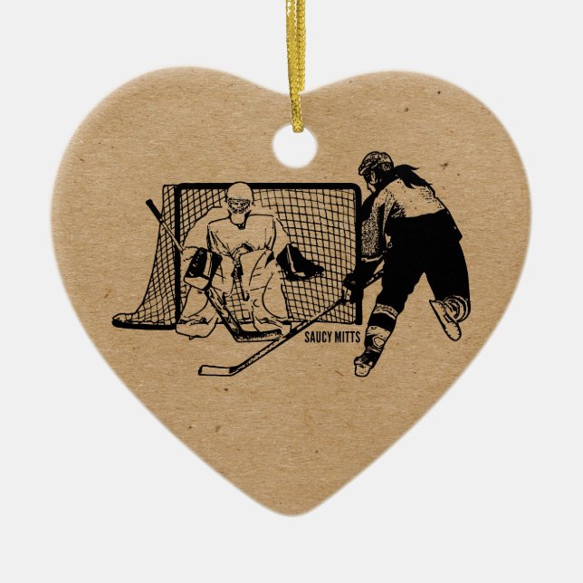 Skjutit på (kvinnlig) Net hockey, Julgransprydnad Keramik (Framsidan)