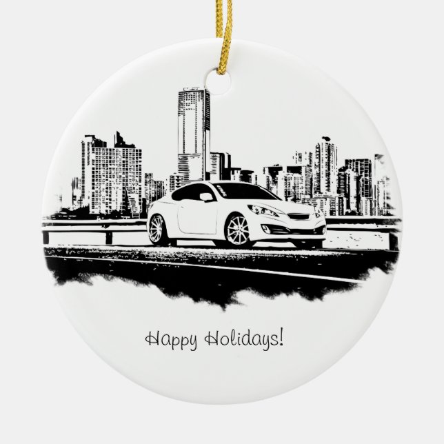 Skjutit svart penseldrag för uppkomstCoupe sida Julgransprydnad Keramik (Framsidan)