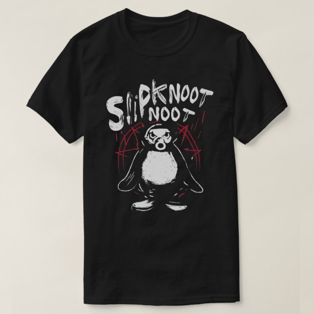 Skjutknop, inte penguin död metall, hård sten t shirt (Design framsida)