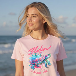 Skjutning genom Life Turtle Colorful Watercolor T Shirt