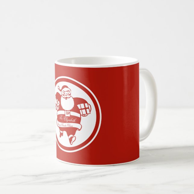 Skjutnygg Cute Jultomten Red Custom Name Jul Kaffemugg (Framsida höger)
