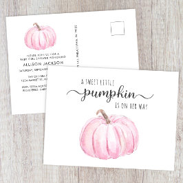 Skjutreglage för cute Pumpkin Watercolor Flicka Inbjudan Vykort