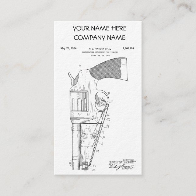 Skjutvapentillbehörpatent - circa 1934 visitkort (Framsida)