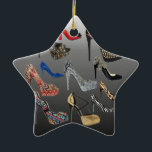 Sko högklackar som Collage skräddarsy Julgransprydnad Keramik<br><div class="desc">Sko högklackar som Collage skräddarsy</div>