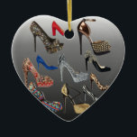 Sko högklackar som Collage skräddarsy Julgransprydnad Keramik<br><div class="desc">Sko högklackar som Collage skräddarsy</div>