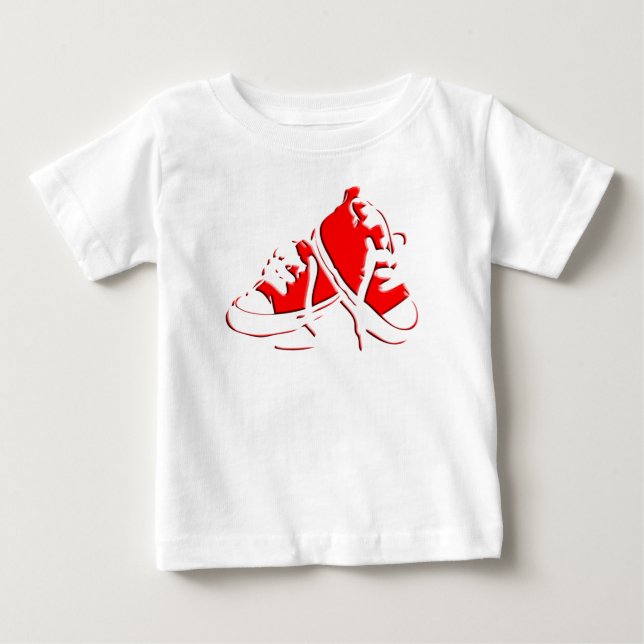 Sko-Röd begynna utslagsplats för tennis T-shirt (Framsida)