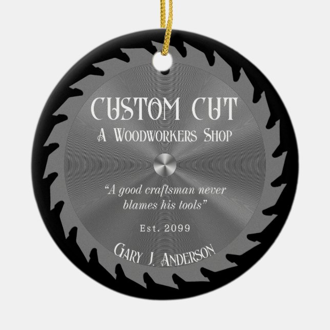 Skoarbetare Carpenter Saw Blade Julgransprydnad Keramik (Framsidan)