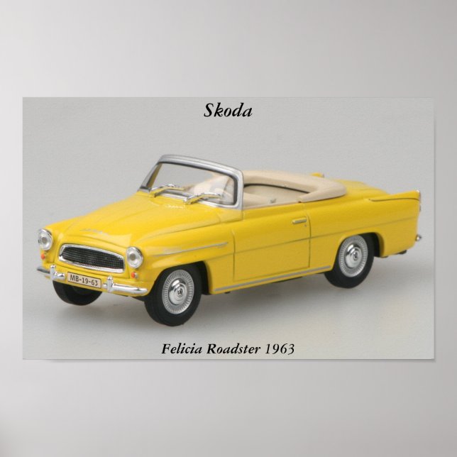 Skoda Felicia Roadster 1963 Skriv ut Poster (Framsidan)