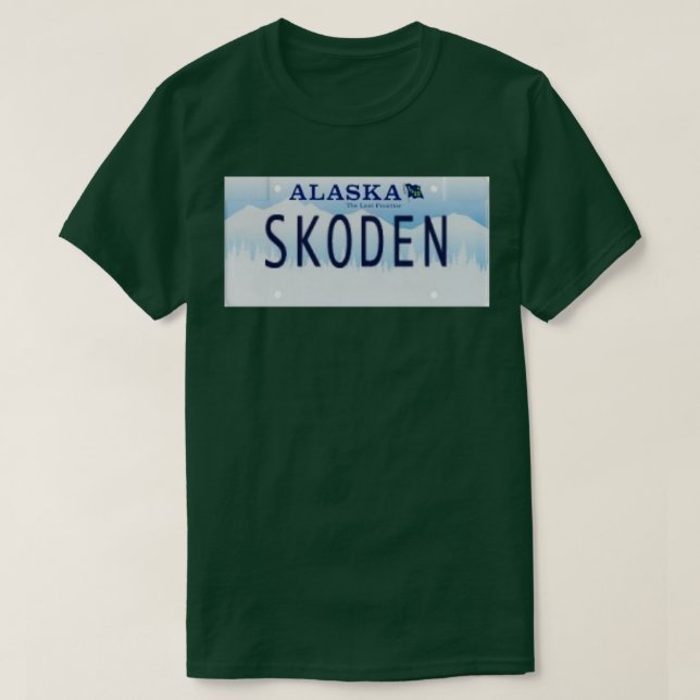 SKODEN Alaska License Plate  T Shirt (Design framsida)