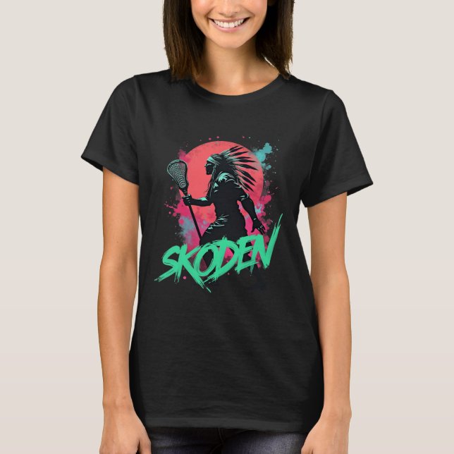 Skoden Native Indian Slang Lacrosse T Shirt (Framsida)