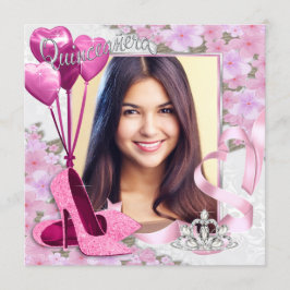 Skofoto Quinceanera i rosa Inbjudningar