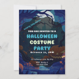 Skog av Jack-O' Lanternor Full Moon Halloween Inbjudningar