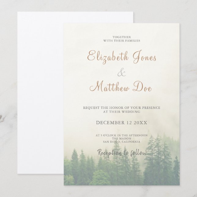 Skog/berg Gräs Träd Rustic Bröllop Inbjudningar (Fram/baksida)