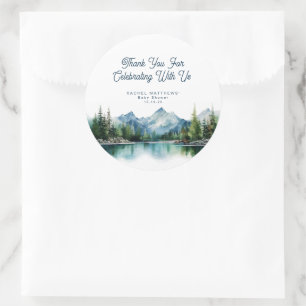 Skog Berg Rustik Äventyr Baby Shower  Runt Klistermärke