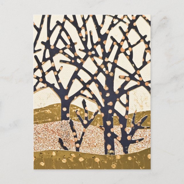 Skog, blå och guld helg vykort (Framsida)