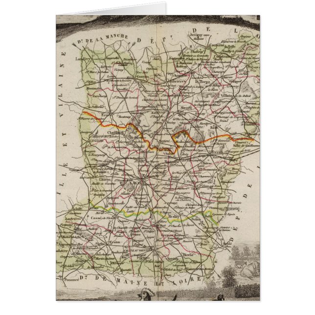 Skog, distriktsgränser hälsningskort (Framsidan)