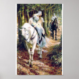 skog för dam för riddarevithäst poster
