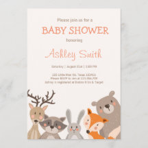 Skog för Woodland Baby Shower inbjudan Animals