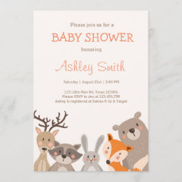 Skog för Woodland Baby Shower inbjudan Animals