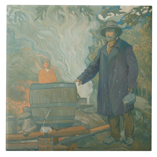 Skog fortsätter Hembränneri Vit Blixt Spritdryck Kakelplatta (Framsidan)