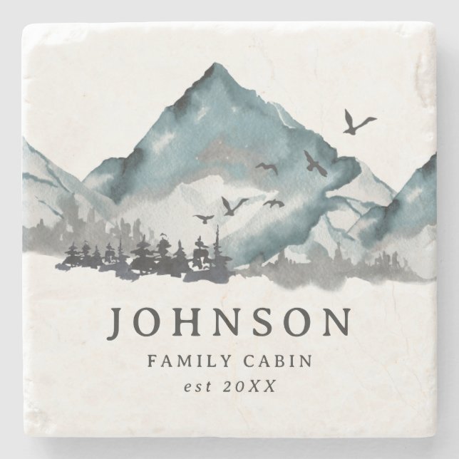 Skog från familjen Cabin Mountain Gräs Träd Stenunderlägg (Framsidan)